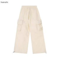 hanshi [2023 new HOT FASHION] lazlook กางเกงขากว้างสำหรับผู้หญิงกางเกงคาร์โก้เอวสูงลำลองมีกระเป๋าขนาดใหญ่