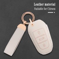 fvdbsdv Leather Car Remote Key Case Cover Shell Fob for Citroen C4 C4L C6 C3-XR Picasso DS3 DS4 DS5 Peugeot 308 408 508 3008 4008 5008