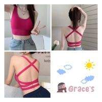 ⭐Grace‘s⭐ เสื้อกล้ามผูกเชือก คล้องคอ เข้ารูป แขนยาว แต่งระบาย สําหรับผู้หญิง การจัดส่งในพื้นที่