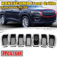 7PCS Front Bumper Grille Replaced Racing Inlet Grill Fit For Jeep Cherokee 2014 2015 2016 2017 2018 Car Accessories