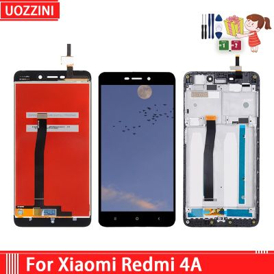จอแสดงผล LCD ดั้งเดิมสุดๆเหมาะสำหรับเปลี่ยน Xiaomi Redmi 4A ชิ้นส่วนจอสัมผัสแอลซีดีของเครื่องแปลงดิจิทัลพร้อมกรอบ Gratis Ongkir