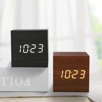 Qualified Digital Wooden LED Alarm Clock Wood Retro Glow Clock Desktop Table Decor Voice Control Snooze Function Desk Tools