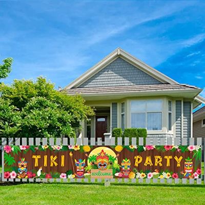 ของตกแต่งงานปาร์ตี้ Jollyboom TIKI แบนเนอร์กลางแจ้งลานปาร์ตี้ฮาวาย Luau Tiki ป้ายธีม Tiki Luau อุปกรณ์ปาร์ตี้ธีม TIKI-แบนเนอร์ป้ายลานเที่ยวงานเลี้ยงสำหรับเด็กผู้ใหญ่แบนเนอร์ตกแต่งงานปาร์ตี้กลางแจ้ง