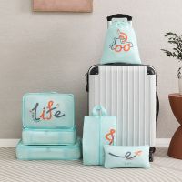 6Pcs Set Travel Storage Bags Suitcase Packing Cubes Cases Portable Wardrobe Luggage Clothes Shoe Pouch Folding Organizer