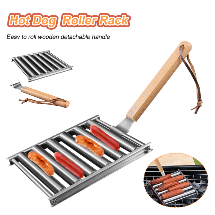 VOVA Charcoal Hot Dog Sausage Roller Rack Stainless Steel Sausage