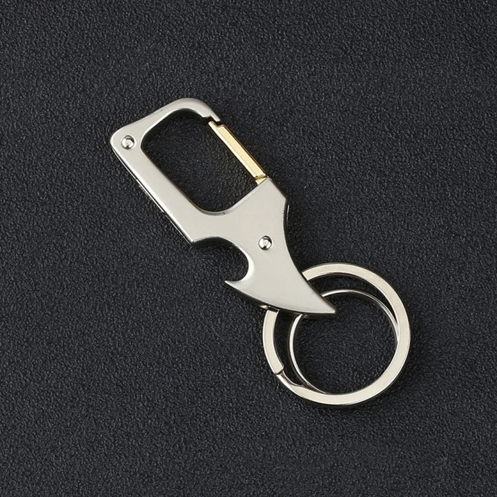 พวงกุญแจที่เปิดขวดรูปตัวอักษรสำหรับผู้ชายพวงกุญแจมีดขนาดเล็กรถส่วนบุคคลที่เปิดใช้งานได้อเนกประสงค์