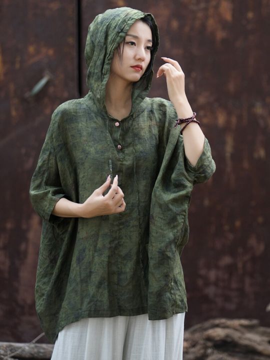 originoods-ผ้าธรรมชาติเนื้อบางขนาดใหญ่เสื้อมีฮู้ดสำหรับผู้หญิงใส่ในฤดูร้อน-b169เสื้อแปลกใหม่เสื้อลำลองหลวมๆ