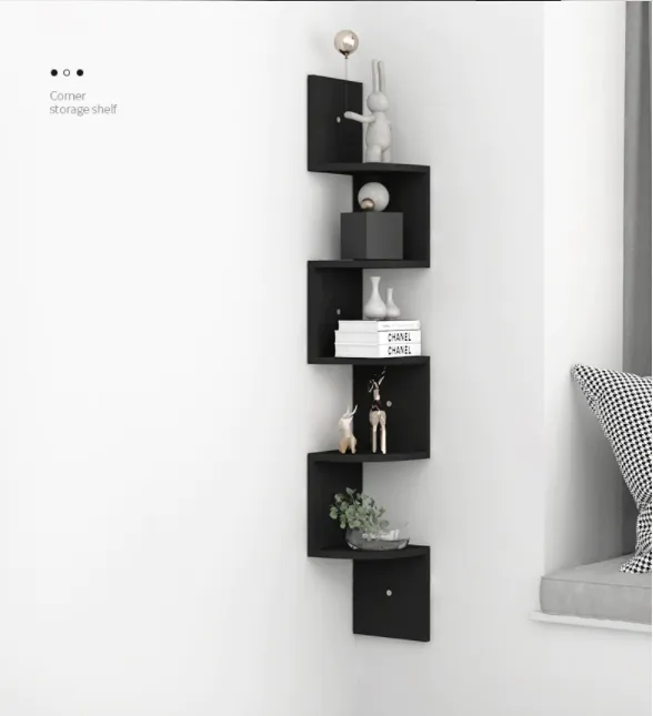 WOOD CORNER 5LayerHome shelves balcony Wooden Wall Shelf Corner Hanger