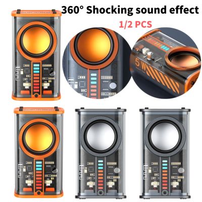 K07 Transparent Mecha Music Speakers Bluetooth-compatible 5.0 600mAh TWS Stereo Speaker Built-in MIC 3 LED Light Modes for Party
