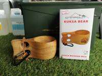 แก้วไม้ พกพา Campout Kuksa Bear พร้อมคาราบิเนอร์และสายหนังในชุด by Jeep Camping