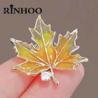 【YF】 Rinhoo Painting Enamel Brooches Pins Exquisite Rhinestone Leaves Badge Fashion Jewelry