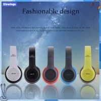 Elewings หูฟังบลูทูธไร้สายพร้อมเบส MP3 FM,หูฟังบลูทูธไร้สาย LED แบบพกพาบัตร TF ที่รองพับได้ในตัวเครื่องเล่น Mp3 FM