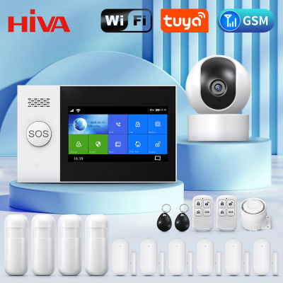 PG-107 Tuya Wireless WIFI GSM Home ระบบกันขโมย IP Camera PIR Motion Sensor Door Sensor Security Alarm Kit APP Control-srng633433