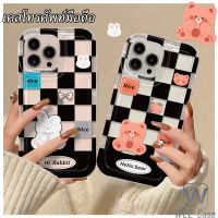 เคสโทรศัพท์มือถือ TPU เคสซิลิโคนใส สําหรับ iPhone 11 13Pro 14 12 13 Pro Max 6 7 8 Plus X XR XS Max SE 2020 นกระแทก การ์ตูนกระต่ายน่ารัก สไตล์เกาหลี เคสไอโฟน