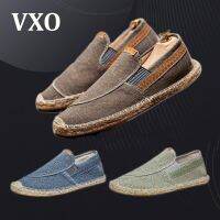 VXO Men Hemp Fisherman Shoes Breathable Espadrilles Flats Solid Moccasins Casual Shoes Men Canvas Shoes Espadrilles