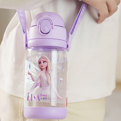 [ziyaoping] กระติกน้ำเด็ก กระติกน้ำลายเจ้าหญิงดิสนีย์ เอลซ่า ขวดน้ำเด็ก กระบอกน้ำเด็ก Disney Kids Water Bottle with 2 Lids 520ml/17.5oz