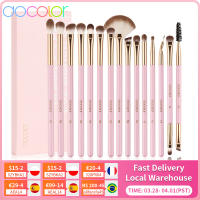 Docolor Pink 15Pcs Makeup Brushes Set Eyeshadow Eyeliner Eyelash Eyebrow Brush Beauty Make up Blending Tools Maquiagem