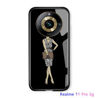 เคสโทรศัพท์หลังกระจกนิรภัยมันวาวสำหรับ Realme 11 Pro 5G Realme 11 Pro + 5G แฟชั่นสุดสร้างสรรค์สำหรับผู้หญิงเคสโทรศัพท์