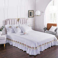 Luxury White Cotton Lace Design Quilting Blanket Bedspread Bed Sheet Bed Cover Pillowcases Full Queen King Size #