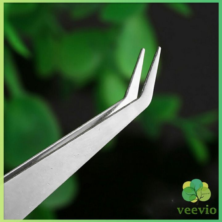 veevio-คีมหนีบอเนกประสงค์-มี-2-แบบ-คีบหนีบสแตนเลส-ปากคีบงอ-ปากคีบแหลม-stainless-steel-tweezers-สปอตสินค้า