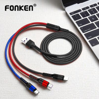 FONKEN สายชาร์จเร็ว5A,สายชาร์จเร็ว3 In 1สาย Micro Usb/ Type-C/ สายชาร์จไลท์นิ่งหลายพอร์ตสำหรับโทรศัพท์ iPhone Android