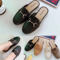 Summer Slippers Women Casual Beach Shoes รองเท้าแตะ ทรงสวม หนังหน้าพับไขว้ สไตล์เก๋รองเท้าแตะแบบใหม่