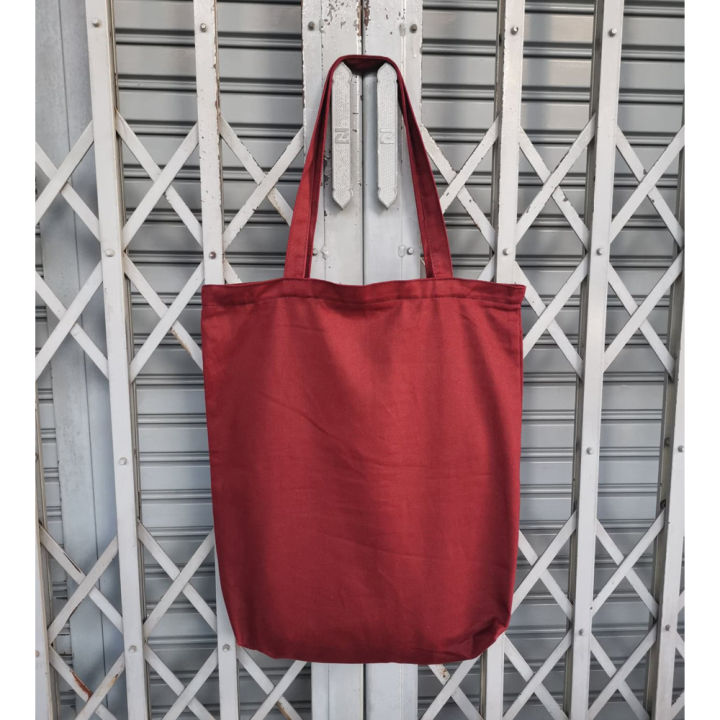 กระเป๋าผ้ายีนส์สะพายข้างลดโลกร้อนสีแดง-tote-bag