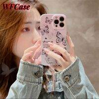 WFCase สำหรับ iPhone 14 13 12 11 14 Pro Max 13 Pro Max 12 Pro Max 11 Pro Max 14 Pro 13 Pro 11 Pro 14 Plus 8 7 Plus สีดำลายผีเสื้อรวมทั้งหมดกรณีโทรศัพท์ฟิล์มฝาครอบเคสป้องกันกล้อง