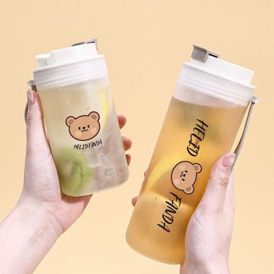 WORTHBUY 350ml/500ml Transparent Plastic Water Bottles Creative Drink Cartoon Water Bottle with Portable Travel Tea Cup