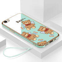 เคสvivo v5s กรอบสีทองชุบด้วยไฟฟ้า รวมทุกอย่าง ฝาหลัง วัสดุ TPU ป้องกันการหล่น ป้องกันการชนกัน กันน้ำ สายรัดข้อมือการ์ตูนน่ารัก เคสโทรศัพท์มือถือ