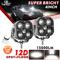 CO LIGHT 4 Inch Led Work Spotlights 12V 24V 15000LM for Motorcycles Flood Led Bar Fog Lights for Car Truck 4x4 Off Road ATV SUV