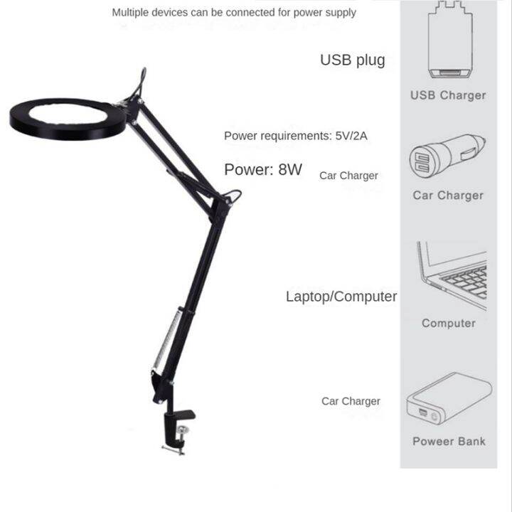 led-usb-desk-lamp-eye-protection-fill-light-led-folding-cantilever-bracket-adjustable-with-5x-led-magnifying-glass-s