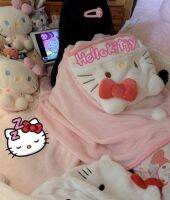 ชนิดเดียวกันของสีชมพูและอ่อนโยนสาวหัวใจ Hello Kitty หอพักห้องนอนผ้าคลุมไหล่ผ้าสักหลาดคลุมด้วยผ้า