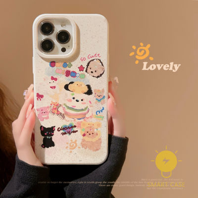 For เคสไอโฟน 14 Pro Max [Cute Party Puppy Cat] เคส Phone Case For iPhone 14 Pro Max Plus 13 12 11 For เคสไอโฟน11 Ins Korean Style Retro Classic Couple Shockproof Protective TPU Cover Shell
