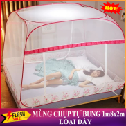 Màn Chụp Tự Bung ĐỈNH VUÔNG Mùng Chụp Cao Cấp Có Viền Chống Muỗi