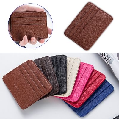 2023 New Fashion Women Slim Minimalist Wallet Durable PU Leather Credit Card Holder Short Purse Men Card Case Organizer Clip