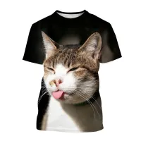 New 3D Funny Animal Cat graphic t shirts Summer Fashion Cute Hip Hop Casual Printing Tees Men Round Neck Large Short Sleeve Tops