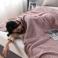 Yaapeet Summer Waffle Plaid Cotton Bed Blanket Throw Thin Quilt Knitted Bedspread Home Ho Coverlets Green Pink Throw Blankets