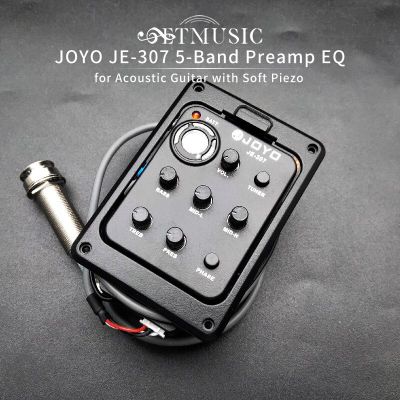 JE-307 JOYO 5-Band Preamp EQ พร้อม Pickup สำหรับกีตาร์โปร่งจูนเนอร์ที่มีสีดำแบบอ่อน