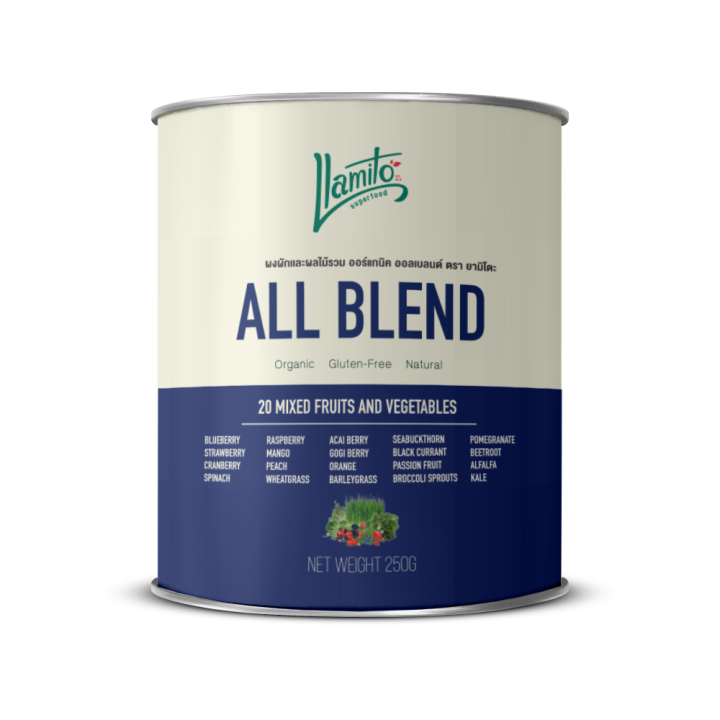 Llamito ผงผักเเละผลไม้รวม ออร์แกนิค ออลเบลนด์ (Organic All Blend Mixed Fruits and Vegetables Powder) ขนาด 250g