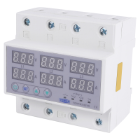 Din Rail 3 Phase Voltage Relay 380V Voltmeter Ammeter over and Under Voltage Monitor Relays Protector Adjust Current 63A