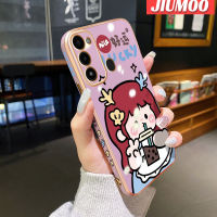 เคส JIUMOO สำหรับ Tecno Spark Go 2022เคสการ์ตูนเด็กผู้หญิงนำโชคขอบดีไซน์ใหม่สี่เหลี่ยมเคสมือถือบางลายชุบเคสฝาปิดเลนส์กล้องเต็มป้องกันเคสนิ่มกันกระแทก