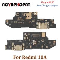 Novaphopat สำหรับ Redmi 10A พอร์ตแท่นชาร์ท USB ปลั๊กที่ชาร์จความเร็วสูงไมค์ไมโครโฟนแผงวงจรยืดหยุ่นพร้อมวงจรรวม