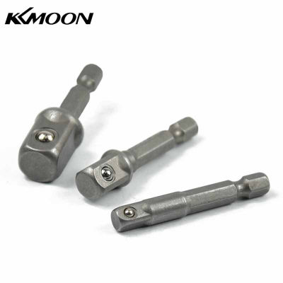 KKmoon 3Pcs Chrome เหล็กวาเนเดียมอะแดปเตอร์เต้าเสียบประแจหกเหลี่ยม Shank ถึง1/4 "3/8" 1/2 "ดอกสว่าน Bar Hex ชุดบิตเครื่องมือ