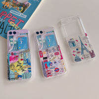 JieHui สำหรับ Samsung Z Flip5 Travel LABEL New York London Fashion Phone Case