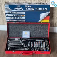 (ส่งฟรี) ชุดบล็อก EURO KING TOOLS เครื่องมือ 24 ชิ้น ขนาด 1/2” ลูกบล็อกเบอร์ 10-32 มม. พร้อมด้ามจับ