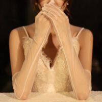 ✲ Bridal Gloves 1 Pair Transparent Long Opera Length Tulle Wedding Gloves for Bridal