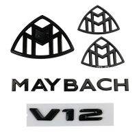 โลโก้ท้ายรถสำหรับ Maybach สีดำป้ายด้านข้างชุดเครื่องแต่งกายรูปพิซซ่าสติกเกอร์ V12 S320 S400 S450 S480 S500 S580 S600 S680อัพเกรดดัดแปลงได้