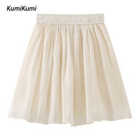 KUMI สีทึบฤดูร้อนของ ฉบับภาษาเกาหลีกระโปรงสั้นระบายอากาศสำหรับผู้หญิง