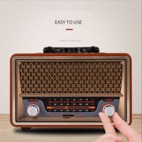 High quality wooden retro portable radio music player AM/FM/SW multi-function bluetooth speaker subwoofer card audio caixadesom